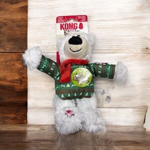 Kong Holiday Christmas Wild Knots Bear Red S/M Squeaky Plush Dog Toy